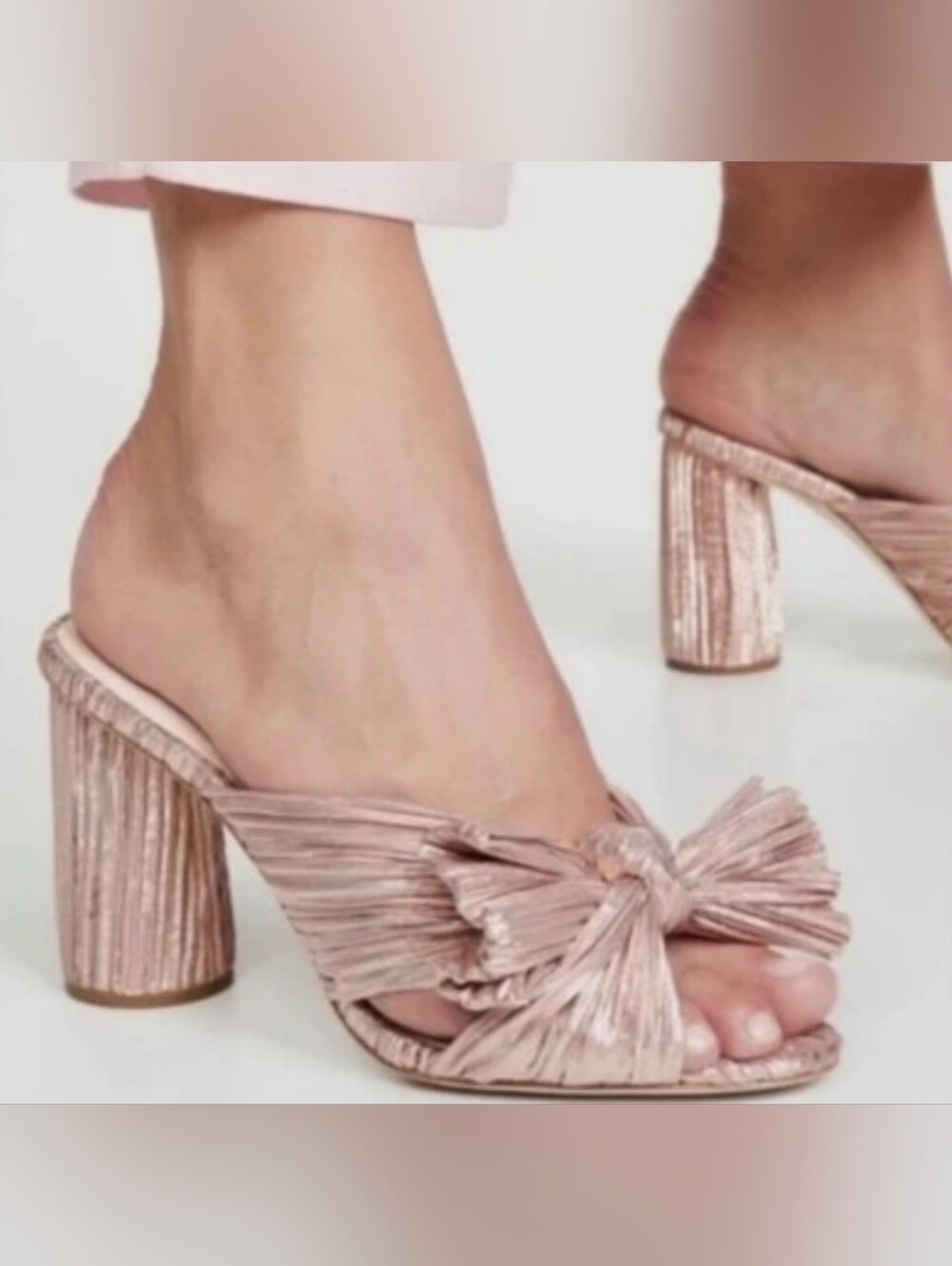 Loeffler Randall Penny Pleated Knot Mule in Metallic Rose | 8.5